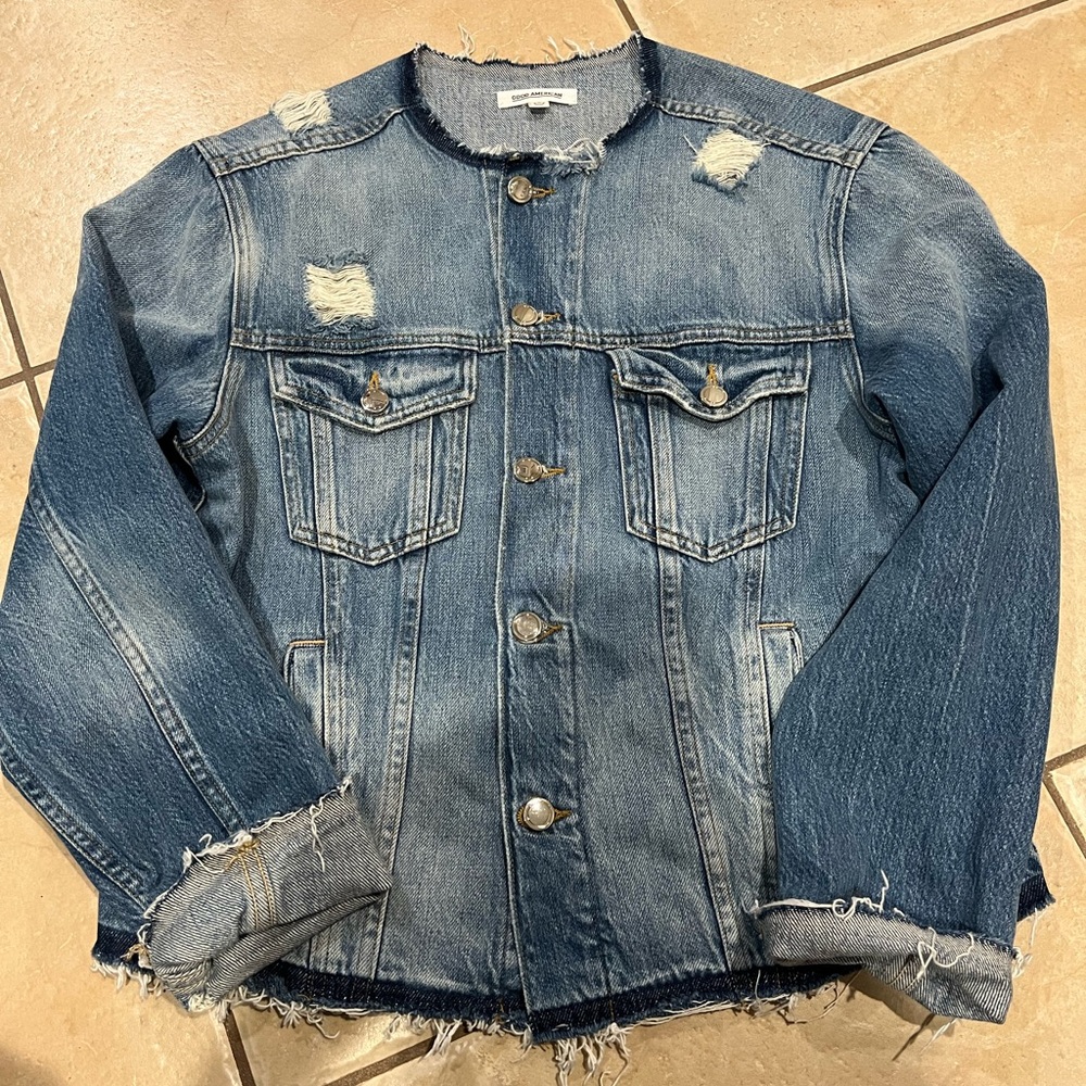 Good American Woman’s Distressed Blue Jean Jacket